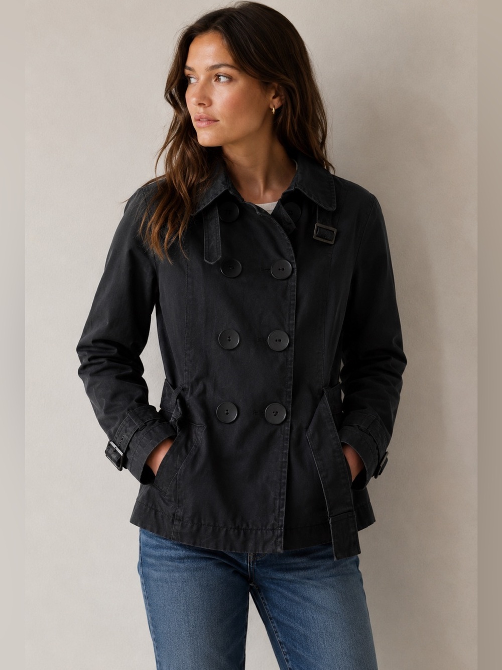 Soia Kyo Cotton Black Jacket with Belt Size S
